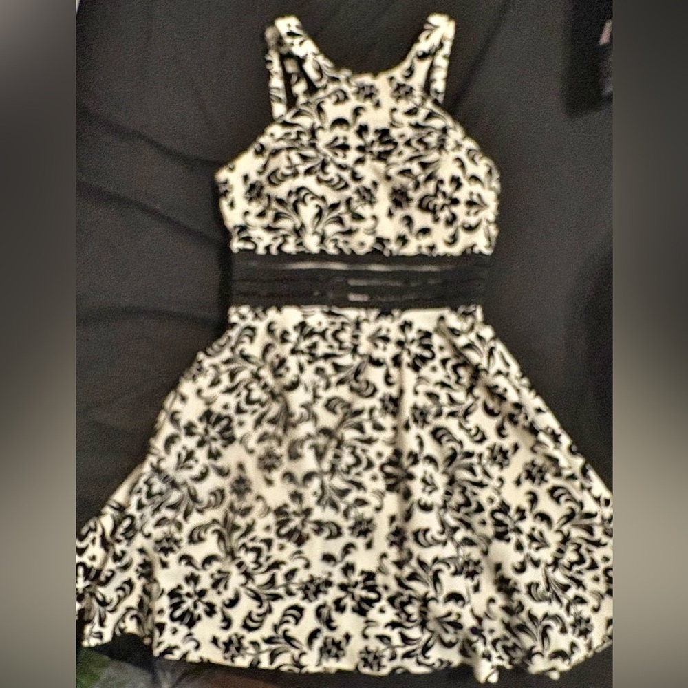 City Studio Black and White Halter Sundress Cocktail